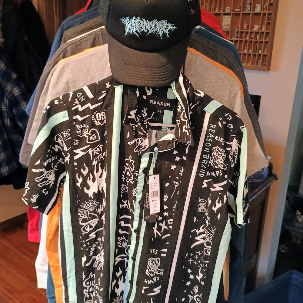 Reason Black and Mint Graphic Men's Shirt